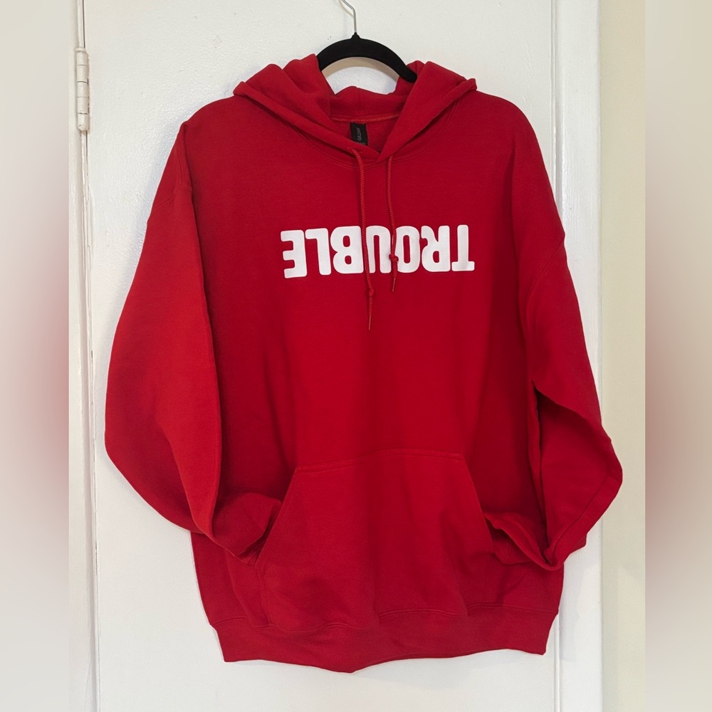 Trouble Sweatshirt Hoodie. Front Pocket. New Without Tags. Size Large